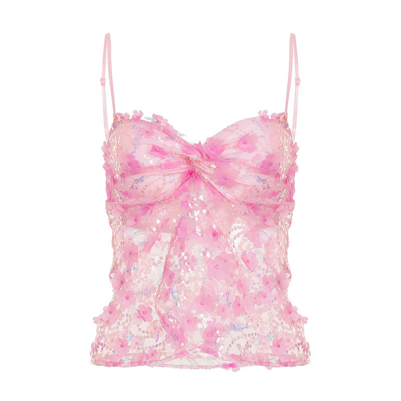 Summer New Dopamine Personality Mesh Sequin Sling