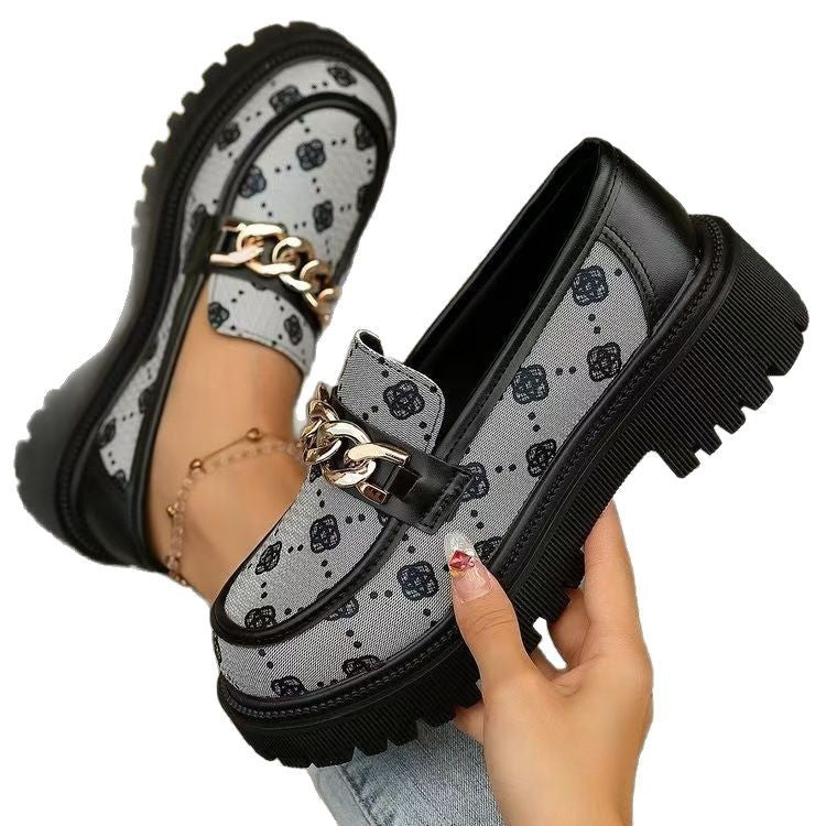 Plus Size Chunky Heel Trendy Retro Loafers