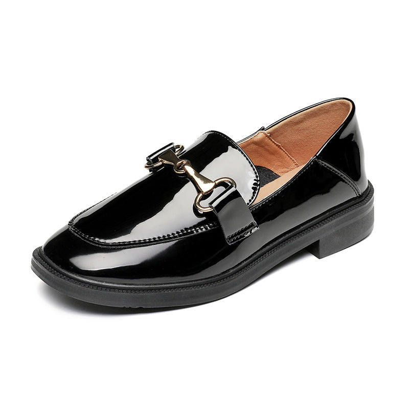 College Style One-legged Footwear Women's Shoes Simple Round Toe Loafers