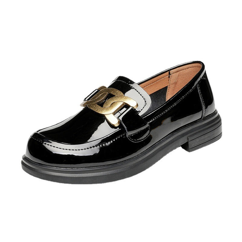College Style One-legged Footwear Women's Shoes Simple Round Toe Loafers